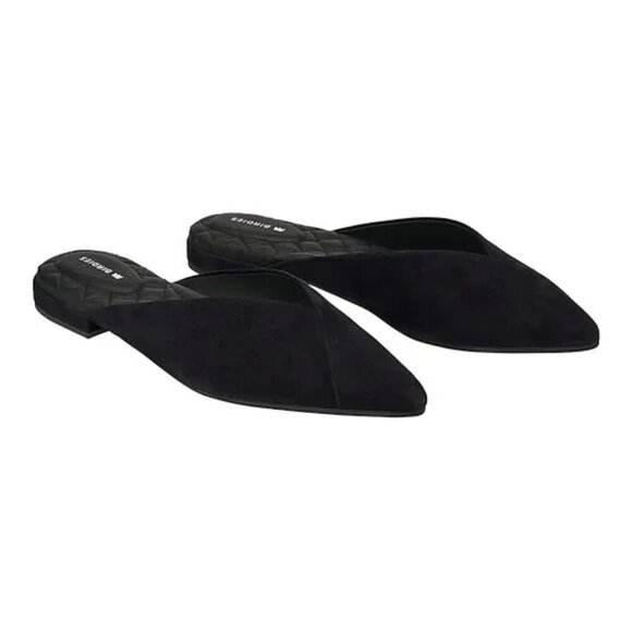 BIRDIES The Swan Mule Black Suede Pointed Toe Slip On - Picture 1 of 6